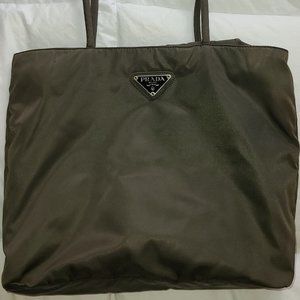 Prada Olive Tessuto Nylon Classic Tote
